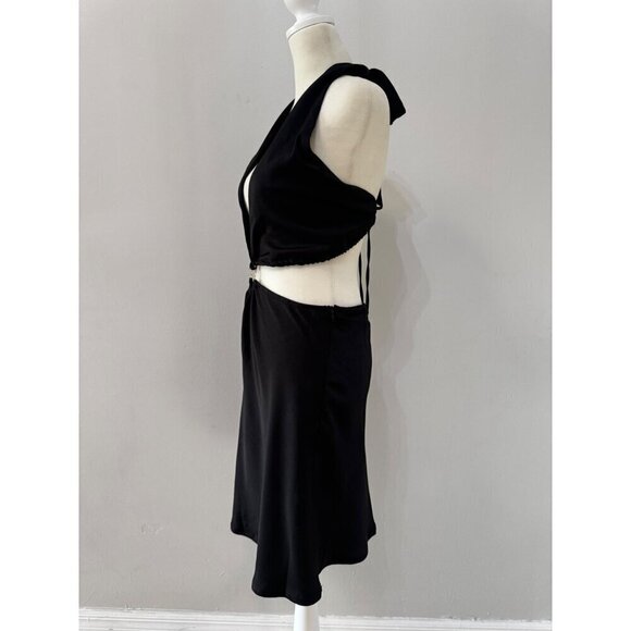 Princess Polly Twilight Time Black Cut Out Halter Satin Mini Dress  size 8 - Picture 3 of 4